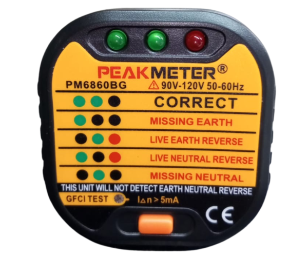 PROBADOR TOMA CORRIENTE CON PRUEBA GFCI PEAK METER