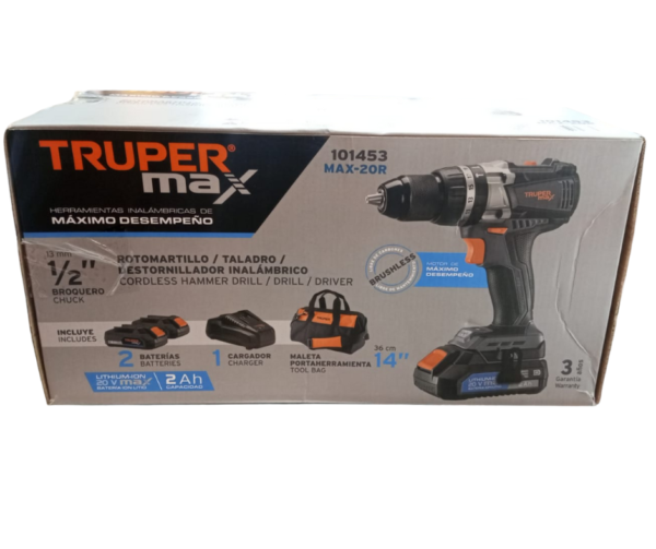 Taladro inalámbrico 1/2", 20V, sin carbones, Truper MAX - Imagen 10